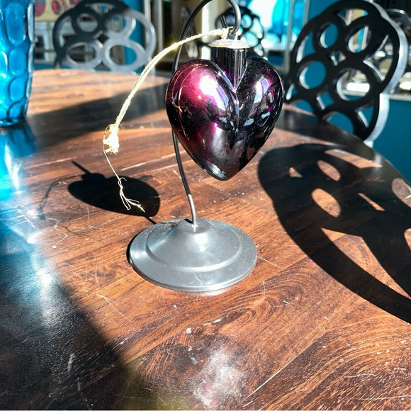 German Kugel Hand-blown Art Glass Red/Burgandy Heart Vintage ornament crackle - Picture 9 of 16